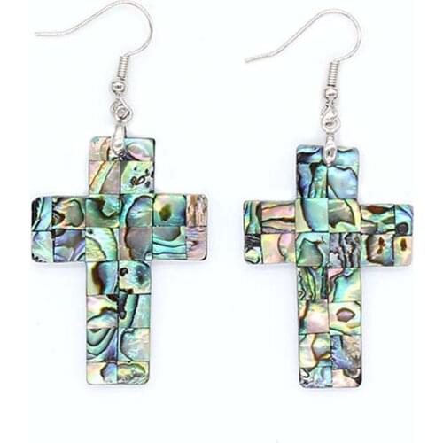 KFT Wholesale Earing Silver Plated Natural Abalone Shell Heart Moon Round Dangle Earrings For Women Fashion Earring Jewelry