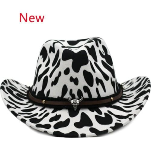 Cow hat with accessories fedora hat cowboy pattern hat female summer 2021 new style hip-hop retro sunscreen western curly Cows