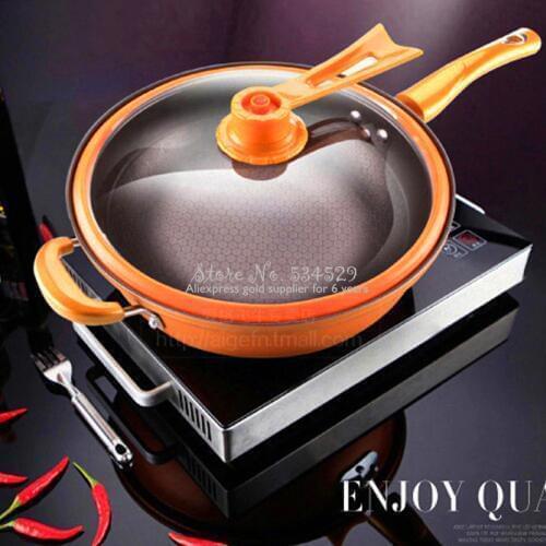 5%Non Stick Frying Pan 32cm Vacuum Wok Non Stick Pan No Oil Smoke Pot Iron Pot Household Kitchen Induction Cooker Universal Pan