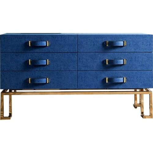 Modern simple solid wood TV cabinet bucket cabinet American light luxury leather art porch storage cabinet living room furniture