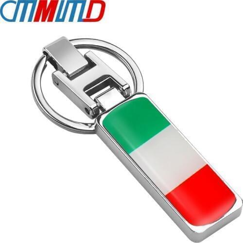 Car Styling 3D Metal Italy Italian flag Key Chain Key Ring for AUDI LADA FIAT FORD OPEL Subaru BMW KeyChain car accessories