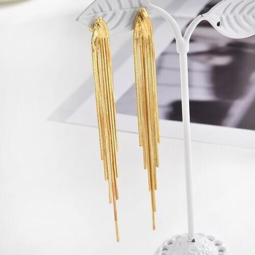 SUMENG 2020 New Fashion Gold Silver Color Long Hanging Earrings Metal Tassel Ethnic Drop Earrings For Women Jewelry Gifts