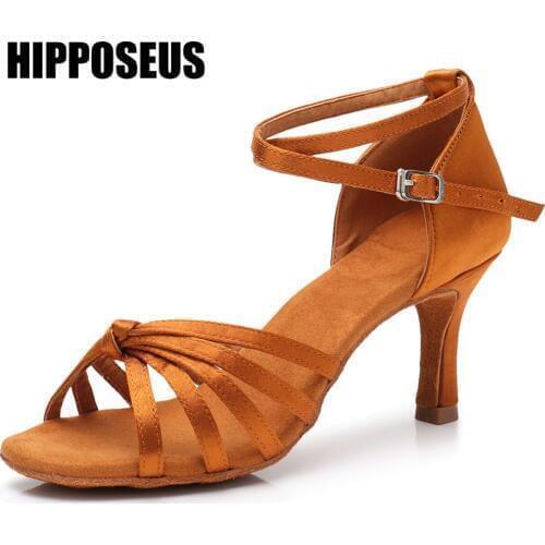 Ballroom New Professional Latin Dance Shoes for Women/Girls/Ladies Tango&Salsa High Heeled Indoor Dancing Satin/PU White Red