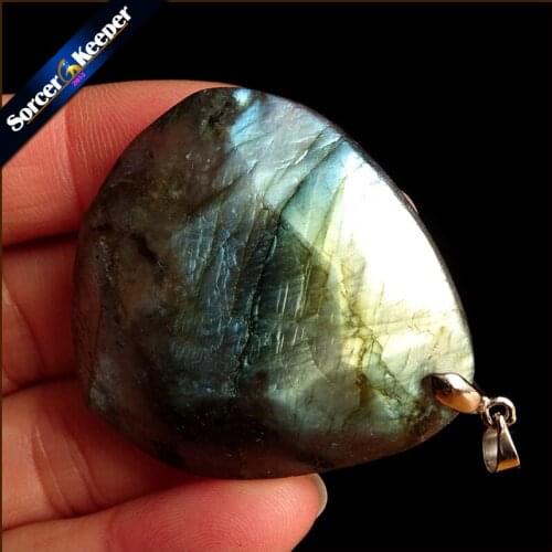 High Quality Big Natural Blue Flash Labradorite Stone Beads Pendants Necklaces Wholesale Bijoux Necklace For Mens Jewelry WS578