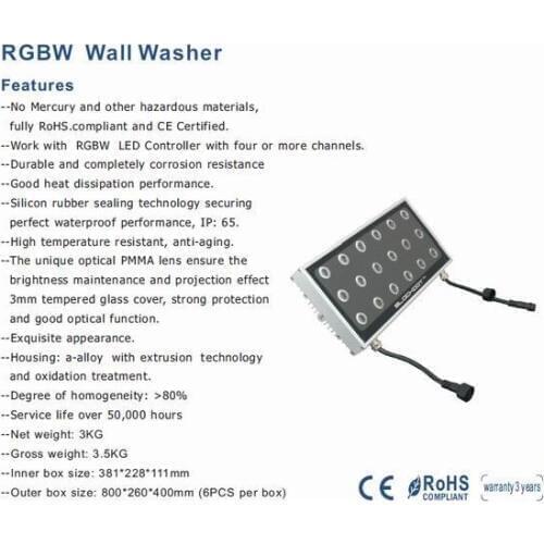 High Quality 48w rgbw wall washer led lighting DC24v outdoor full colors landscape lighting led flooding decoration lamp