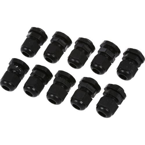 WSFS Hot 10 Pcs PG9 Black Waterproof Cable Gland Connectors