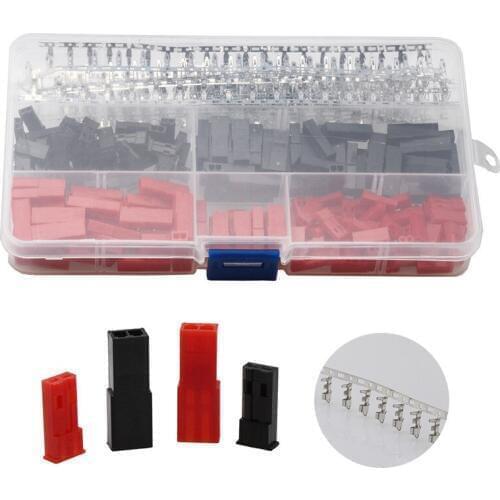 YT 600Pcs 2.54mm Dupont Connectors Red Black Male&Female Electrical Jumper Cable Wire Connectors Crimp Pin Connector