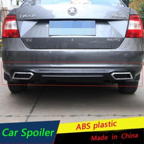 For skoda Rapid Rear Spoiler Rear Bumper Diffuser Protector Fit 2013/2014/2015/16/2017 Rapid Body kit bumper rear lip spoiler