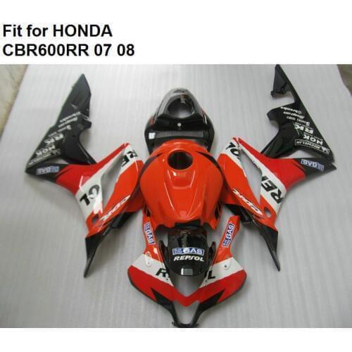 Aftermarket body parts fairings for Honda red black CBR 600RR 2007 2008 fairing kit CBR600RR 07 08 HZ14