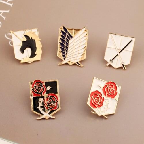 Attack On Titan Cosplay Collection Enamel Pin Legions Emblem Lapel Pins Badges Hot Blood Anime Creative Brooches For Fans Otakus