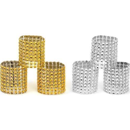 Gold Silver Napkin Ring Chairs Buckles Wedding Event Decoration Crafts Rhinestone Bows Holder Handmade Party Supplies 10pcs/lot