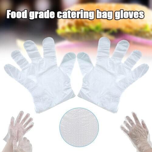 100pcs Disposable Food Prep Gloves Plastic Food Grade Transparent Safe Gloves for Cooking Food Handling Kitchen BBQ M2