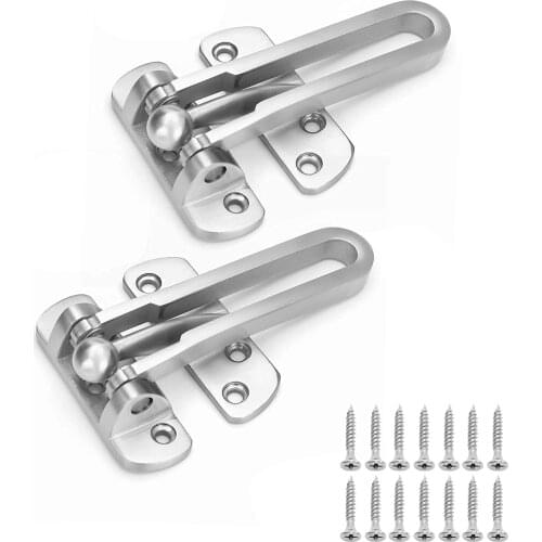 2 Pcs Heavy Duty Door Security Guard Thicken Door Security Chain Restrictor Stainless Steel Swing Bar Door Lock with 14Pcs Screw