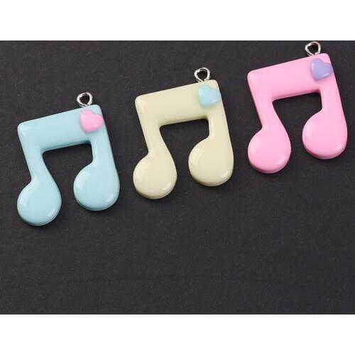 20pcs 22*24mm music note charms resin charms necklace pendant keychain charms for DIY decoration