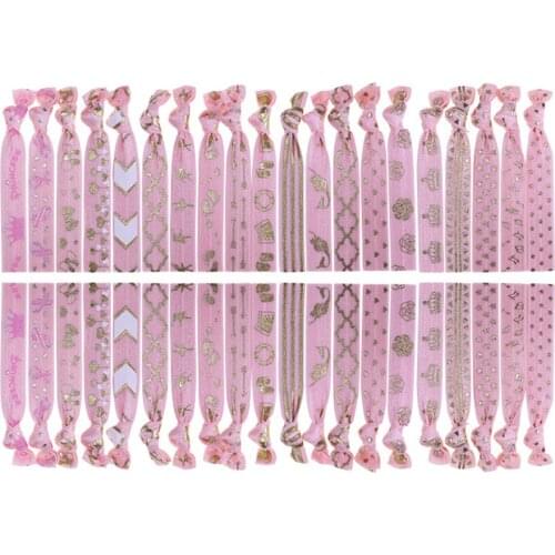 20styles Pink colors 5/8 Elastic Hairband Bowknot Band Headwear For Girls Handmade DIY Headband Hair Ties Birthday Party Gift