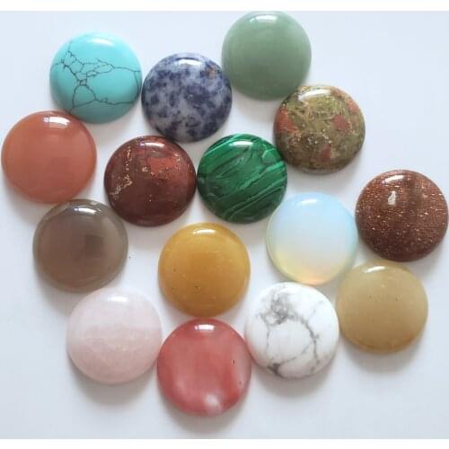 2018 HOT quality assorted natural stones mixed round cabochon beads 25mm for jewelry making Wholesale 10pcs/lot