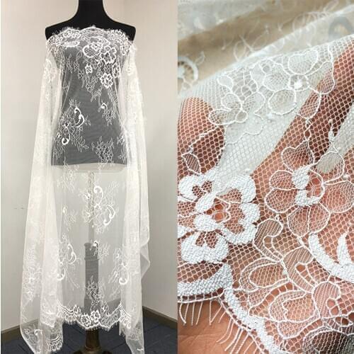3M/Lot Exquisite France Eyelash Lace Fabric White Diy Handmade Curtain Decorative Clothes Accessories