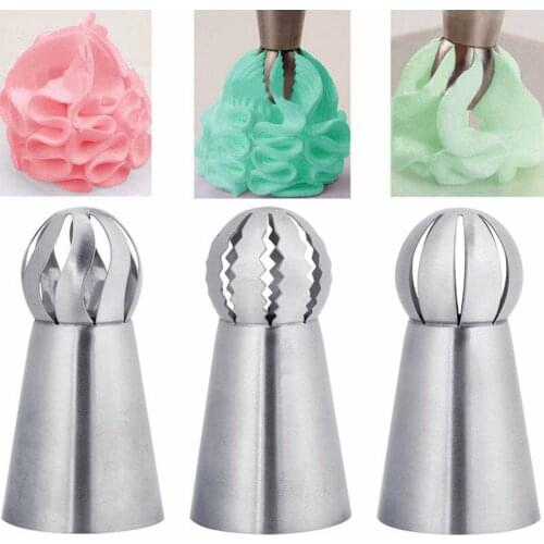 3PCs/Set Cake Icing Nozzles Russian Piping Tips Lace Mold Pastry Cake Decorating Tool Stainless Steel Kitchen Baking Pastry Tool