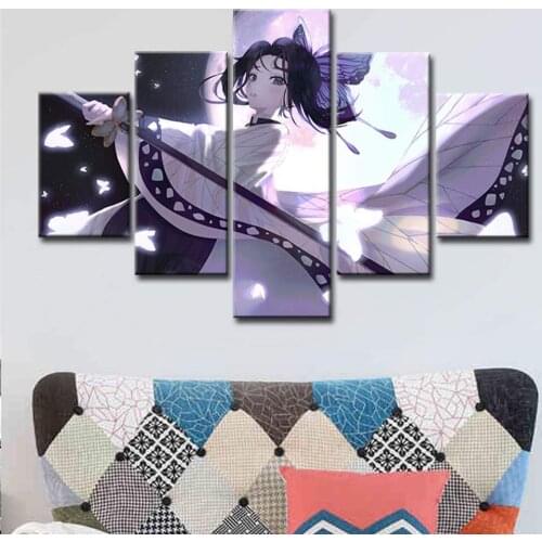 5 Piece Wall Art Canvas Anime Manga Pictures Butterfly Figure Posters And Prints Modern Home Living Room Decoration Paintings