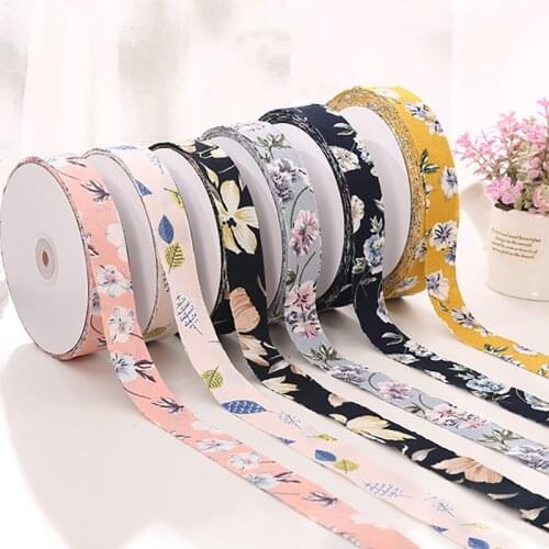 5yards 25mm Lovely Floral Printed Grosgrain Ribbon for DIY Hair Accessories Bow Craft Card Gifts Wrapping Wedding Party Decor