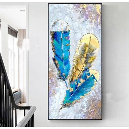 Abstract colored feathers large diy 5d diamond painting full square round drill mosaic embroidery kits wall decoration AA2799