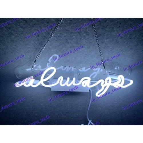 14“ Always White Acrylic Custom Neon Light Lamp Sign Beer Bar Handmade Real Glass Decorate Home Wall Room Windows Tube Artwork