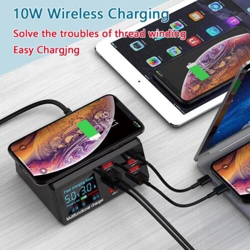 USB Fast Wireless Charger 100W Multi For IPhone 11 Pro Max XS XR 8 Port LCD Quick Charge 3.0 PD Samsung S10 S9 S8