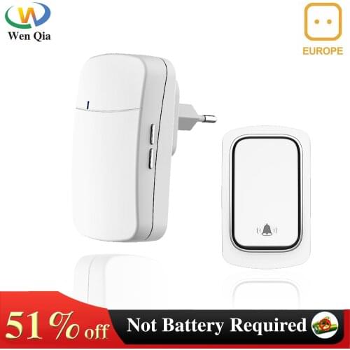 Wireless Doorbell Waterproof Self-powered Button Smart Door Bell Sets Home Welcome Outdoor House Chimes EU Plug Receiver