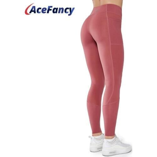 Seamless Gym Leggings Acefancy Sport Pants Anti-Sweat Women Yoga Leggings With Pocket T1903 Elastic Women Sports Wear for Gym