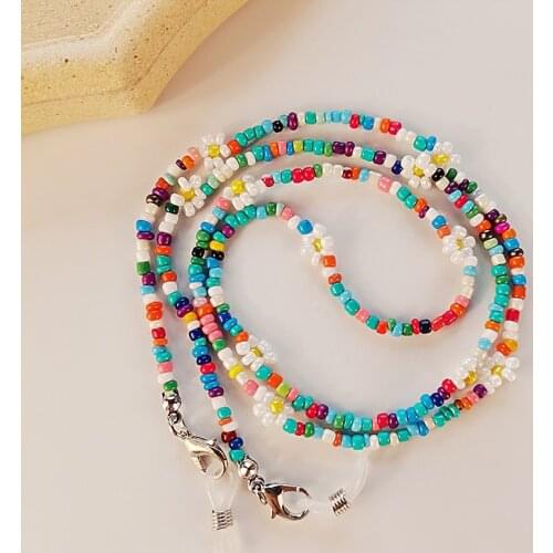 Colorful Beads Glasses Chain flower Hangs Masks Strap women Neck Chain Eyeglass Flower Glasses Chain Rope Eyewear Accessories