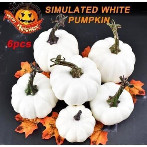 Halooween White Pumpkin Decor Children DIY Home Decor Fall Harvest Thanksgiving Day Mini Pumpkins Party Garden Decor 6pcs 3