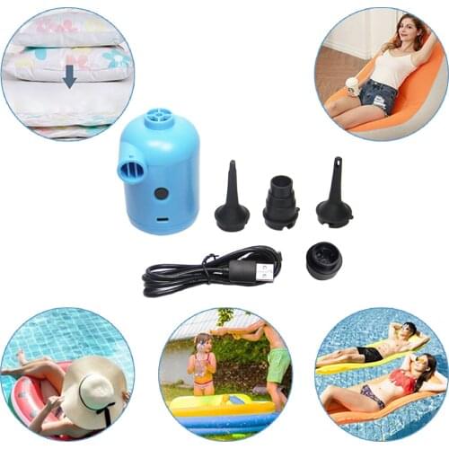 Electric Air Pumps Portable Air Pumps with 3 Nozzles for Air Bed Air Mattress Swimming Rings Vacuum Storage Bags Inflatable Raft