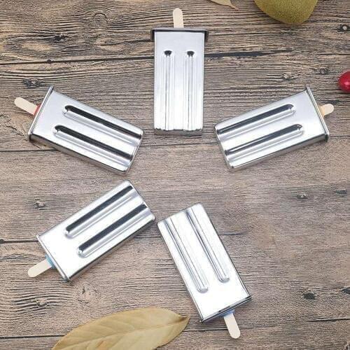 5pcs/set Stainless Steel Freezer Popsicle Maker Ice Cream Maker Mold with Lid for DIY Homemade Dessert Fruit Juice Ice yogurt