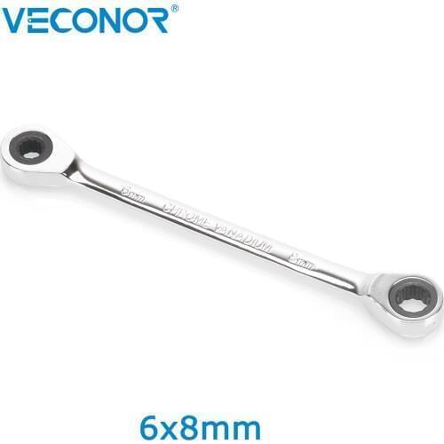 Veconor Professional Double Ratchet 72T Spanner Wrench Double Ratcheting Wrench 6x8mm