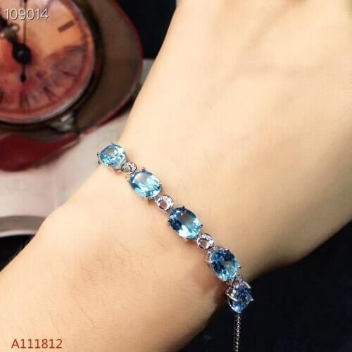 KJJEAXCMY Fine jewelry 925 Silver-inlaid Natural Topaz Jewelry Bracelet Support Detection
