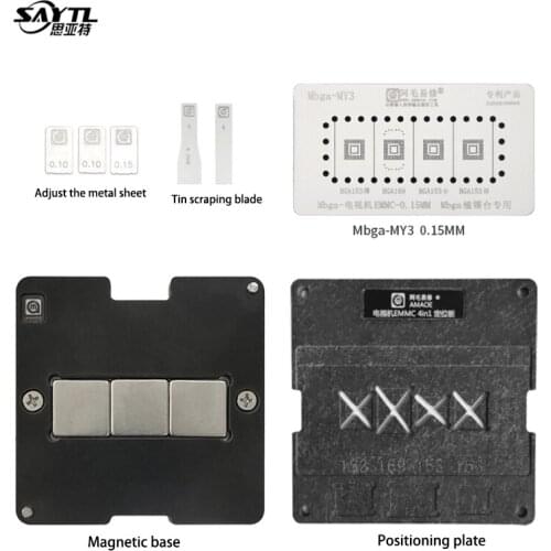SAYTL BGA Stencil Kit for TV EMMC BGA153/BGA169 4 in 1 BGA Reballing Platform Direct heating template
