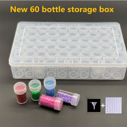 56/60 Bottles Jar Square Diamond Painting Storage box Diamond Painting Accessories Beads Container Mosaic Storage boxes Tools