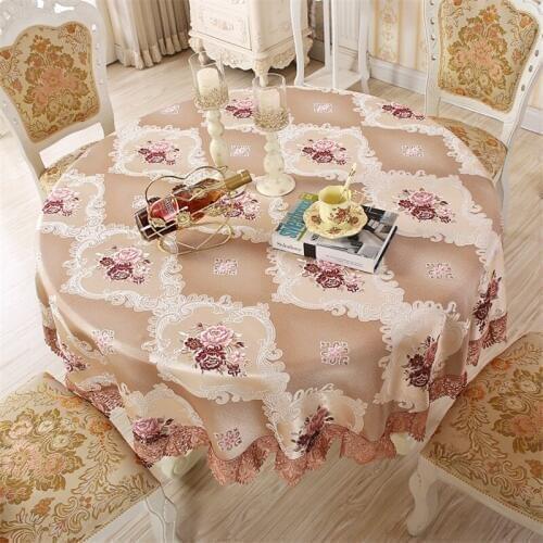 200cm Round Table Cloth Lace Table Cover Decorative Elegant Wedding Tablecloth Home Hotel Restaurant Party Table Cover