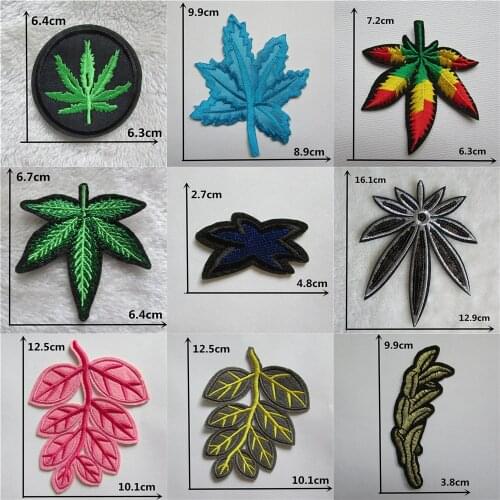 Hot sale embroidered Applique Leaf iron on patches Decorate Patch Jeans Bag Hat Clothes Apparel stickers badge Sewing Accessory