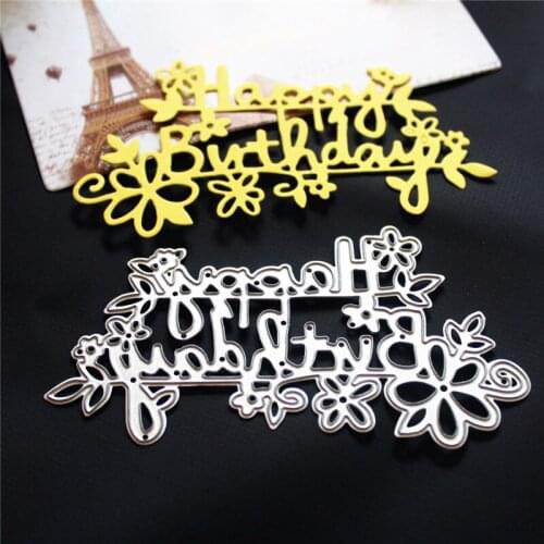 Metal Cutting Die Of Happy Birthday Scrapbooking Mold Paper DIY Postcard Handmade Craft Stencil Album Handcraft Embossing Moulds