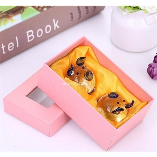 50Sets Mini Home Furniture Wedding Crafts Souvenirs Christmas Crystal Glass Animal Pig Miniature Figurines Desk Bauble Ornaments