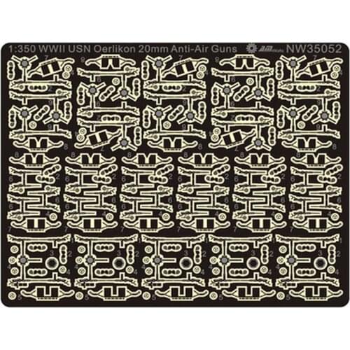 AM-WORKS NW35052 1/350 WWII USN Oerlikon 20mm AA Guns Twin (10) Single (15-18) - Upgrade Detail Set