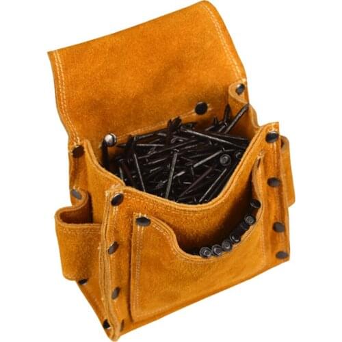 Woodworking Nail Kit Pocket Leather Thick Wear-resistant Nail Pockets Installation Construction And Decoration Tool Bag Kit