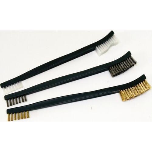 3Pcs Mini Wire Brush Set Brass Nylon Stainless Steel Bristle Cleaning Tool Home Kitchen Cleaning Brush