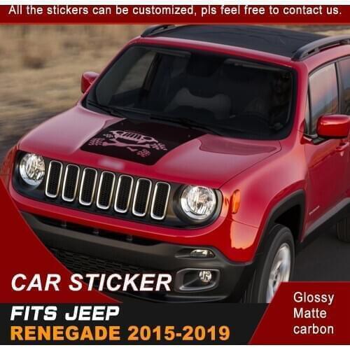 Car Stickers Hood Scoop Bonnet Skull Bone Graphic Vinyl Cool Decals Customized Fit For Jeep Renegade 2015 2016 2017 2018 2019