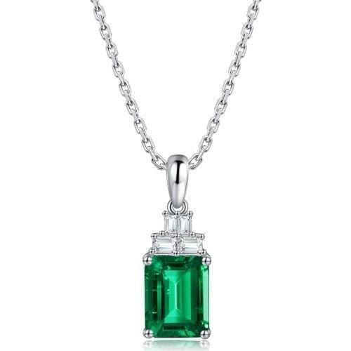 Zhanhao 2021 New Emerald Gemstone Necklace Manufacturer Sale S925 Lab Grown Chains Jewelry