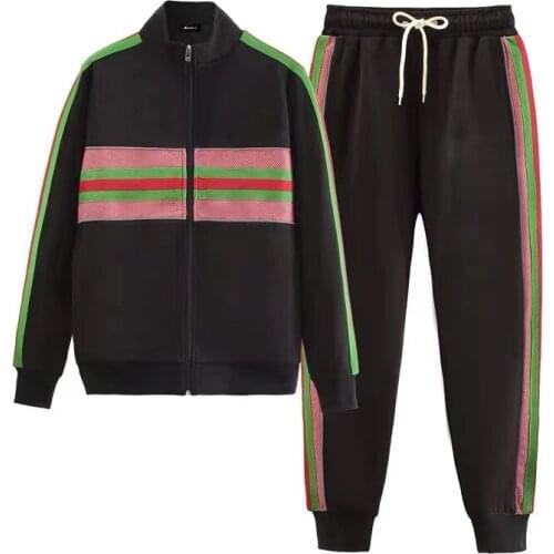 2021 new sports suit retro fashion trendy brand European male and female couples western leisure two-piece suit