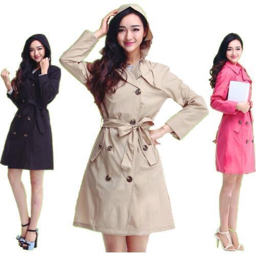 New Fashion Brand Women Thin Poncho Ladies Waterproof Long Slim Raincoat Adults Outdoor Windbreak Rain Coat With Belt