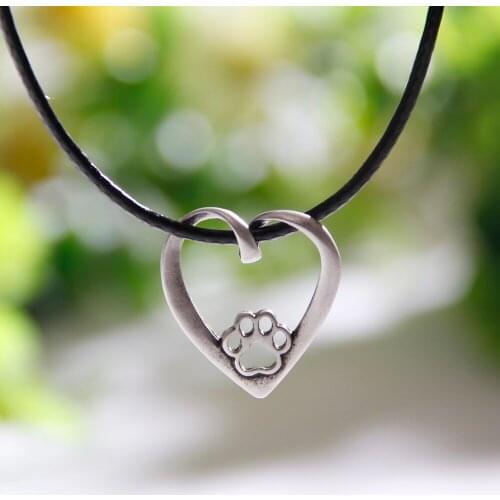 1pcs Heart Paw Necklace Whippet Pendant Dog Lover Necklaces & Pendants Silver Body Jewery Women Chocker Charms Christmas Gift