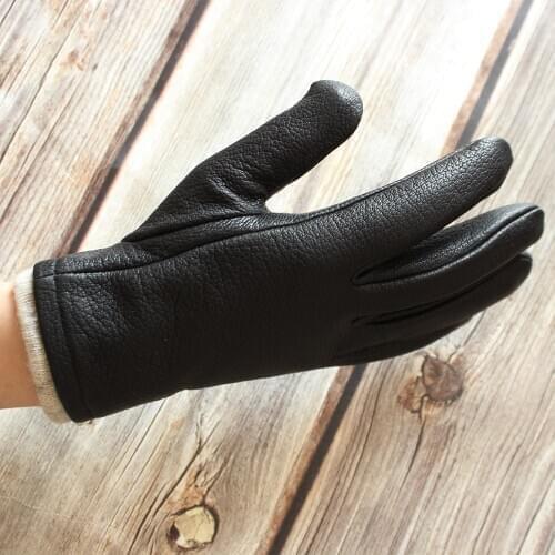 New Mens Deer Genuine Leather Gloves High Grade Imported Leather Retro Hand Sewn Fashionable Warm Gloves In Autumn And Winter